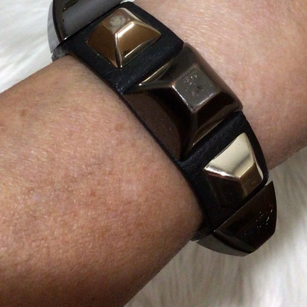 Hayden Hartnett black vegan  leather stud bracelet